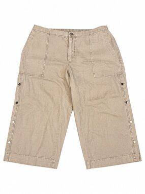 XCVI NWT Tencel Cotton Snap Side Capri Pants Taupe Size 1X